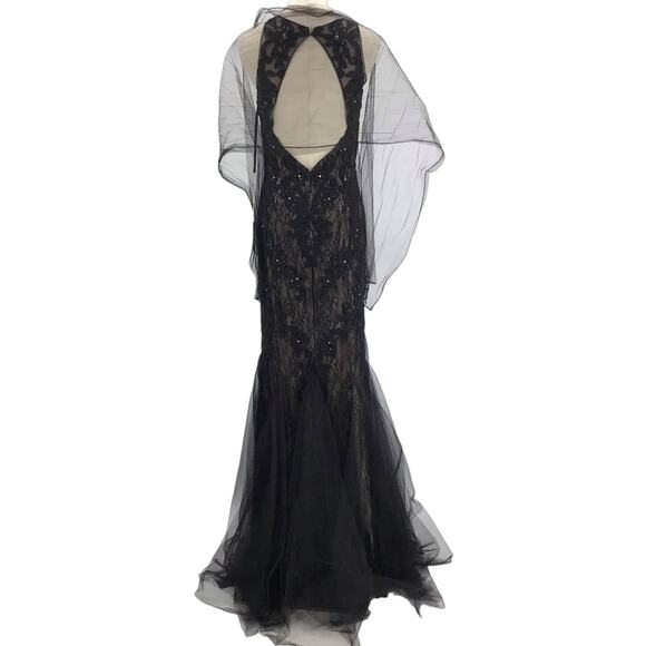 ASPEED L black beaded lace cutout backless mermaid formal maxi dress NWT B163 - Picture 5 of 10